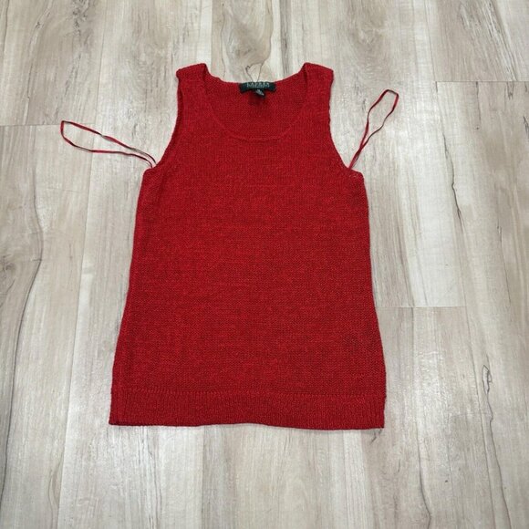 VINTAGE Ralph Lauren  Women's Red Knit Tank Top  Women's Size Petite Small PS - Picture 1 of 6